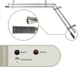 13/16 inch Weaver Corner Window Double Curtain Rod 120-170" - Satin Nickel