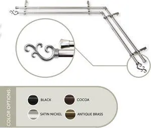 13/16 inch Mosey Corner Window Double Curtain Rod 48-84" - Satin Nickel