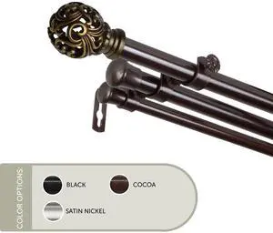 13/16 inch Cilla Triple Curtain Rod 28-48" - Cocoa