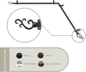 13/16 inch Mosey Corner Window Curtain Rod 48-84" - Black