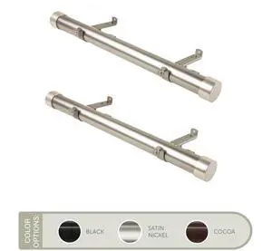 Basic 1.5 inch Side Curtain Rod 12-20 inch long (Set of 2) - Satin Nickel