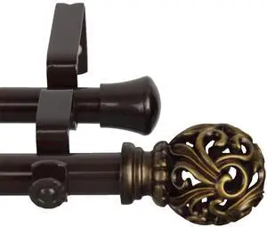 Cilla Double Curtain Rod 13/16 inch 66-120" - Cocoa