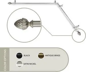 13/16 inch Cupule Corner Window Curtain Rod 28-48" - Satin Nickel