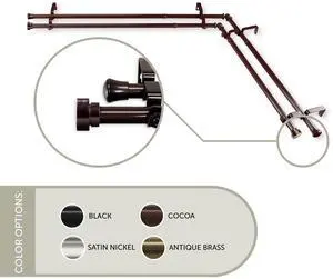 Thornhill Double Corner Window Curtain Rod 13/16 inch 28-48" - Cocoa