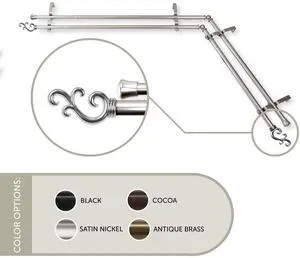 13/16 inch Mosey Corner Window Double Curtain Rod 120-170" - Satin Nickel