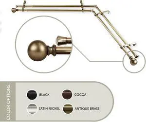 Lex Double Corner Window Curtain Rod 13/16 inch 120-170" - Antique Brass