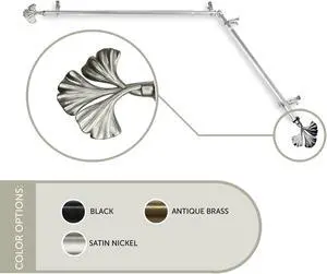 13/16 inch Maidenhair Corner Window Curtain Rod 48-84" - Satin Nickel