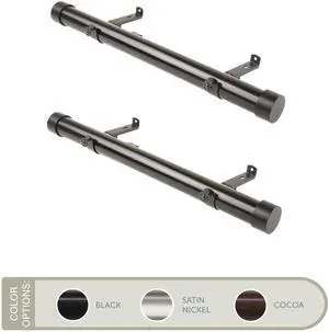 Basic 1.5 inch Side Curtain Rod 12-20 inch long (Set of 2) - Black