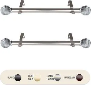 Zitta 1 inch Side Curtain Rod 12-20 inch long (Set of 2) - Satin Nickel