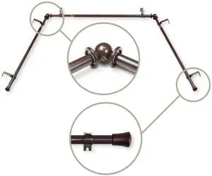 Basic 5/8 inch Bay Curtain Rod 20"-36", 38"-72" - Cocoa