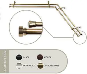 Thornhill Double Corner Window Curtain Rod 13/16 inch 48-84" - Antique Brass