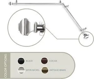 Maryland Corner Window Curtain Rod 13/16 inch 28-48" - Satin Nickel
