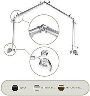 Eve 13/16 inch 4-Sided Bay Window Curtain Rod - Satin Nickel