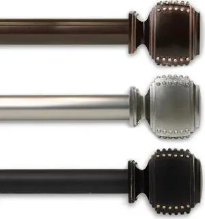 1 inch Odin Curtain Rod 120-170" - Black