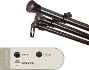 13/16 inch Basic Triple Curtain Rod 28-48" - Cocoa