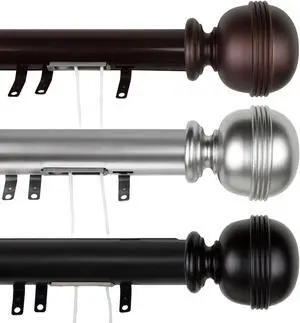 Victor Decorative Traverse Rod w/ Sliders 30-48" - Satin Nickel
