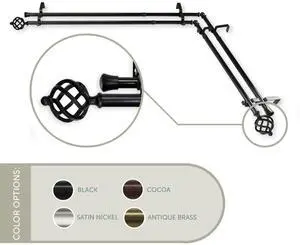 Roman Double Corner Window Curtain Rod 13/16 inch 120-170" - Black