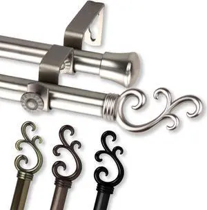 13/16 inch Mosey Double Curtain Rod 120-170" - Black