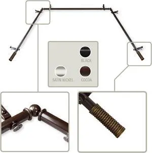 Weaver 13/16 inch Bay Window Curtain Rod 20-36", 38-72" - Cocoa