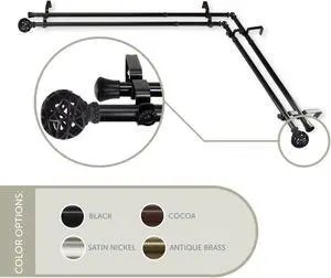 13/16 inch Ruston Corner Window Double Curtain Rod 120-170" - Black