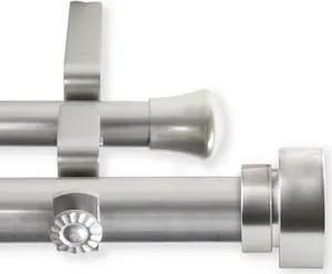 Brett Double Curtain Rod 1 inch 48-84 inch - Satin Nickel