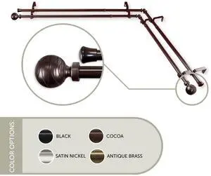 Lynn Double Corner Window Curtain Rod 13/16 inch 28-48" - Cocoa