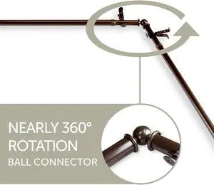 Basic 13/16 inch Bay Window Curtain Rod 20"-36", 38"-72" - Cocoa