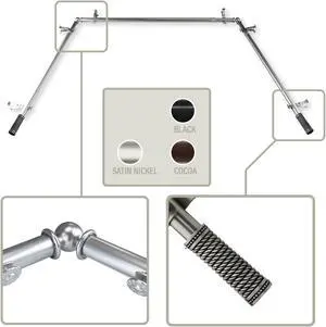 Weaver 13/16 inch Bay Window Curtain Rod 20-36", 38-72" - Satin Nickel