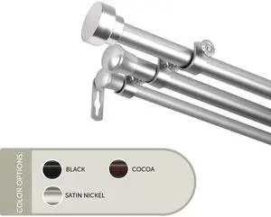 13/16 inch Thornhill Triple Curtain Rod 28-48" - Satin Nickel