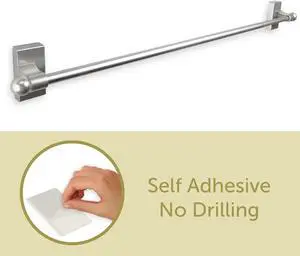 Self-adhesive or Wall Mounted Rod 7/16 inch 17-30 inch long - Satin Nickel