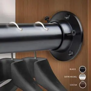 1.5 inch Adjustable 28-48" Room Divider/Closet Rod (Rod and Socket Set) - Black