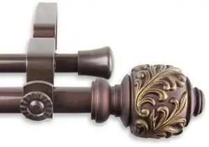 Ivana Double Curtain Rod 5/8 inch 28-48 Inch - Cocoa