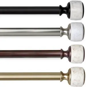 1 inch Vincenzo Curtain Rod 28-48" - Satin Nickel