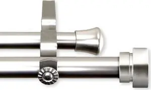 Thornhill Double Curtain Rod 13/16 inch 48-84" - Satin Nickel