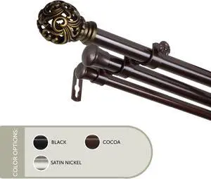 13/16 inch Cilla Triple Curtain Rod 66-120" - Cocoa