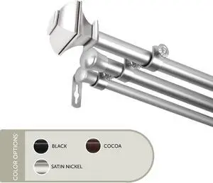13/16 inch Maryland Triple Curtain Rod 28-48" - Satin Nickel