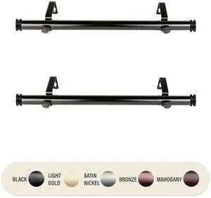 1 inch Knop Side Curtain Rod 12-20" (Set of 2) - Black