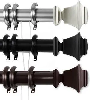 Norma Decorative Traverse Rod w/ Rings 30-48" - Satin Nickel
