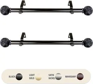 Zitta 1 inch Side Curtain Rod 12-20 inch long (Set of 2) - Black