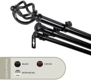 13/16 inch Roman Triple Curtain Rod 48-84" - Black