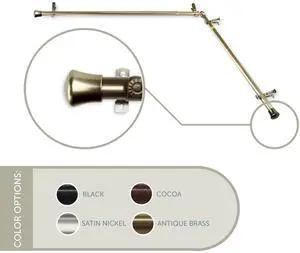 13/16" Single Corner Curtain Rod 28"-48" each side - Antique Brass