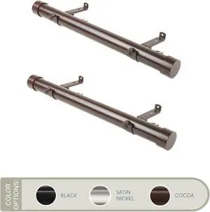 Basic 1.5 inch Side Curtain Rod 12-20 inch long (Set of 2) - Cocoa