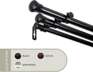 13/16 inch Basic Triple Curtain Rod 28-48" - Black