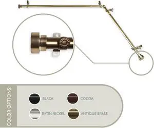 Thornhill Corner Window Curtain Rod 13/16 inch 120-170" - Antique Brass