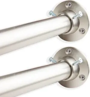 1 inch Adjustable 28-48" Room Divider/Closet Rod (Rod and Socket Set) - Satin Nickel