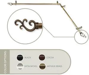 13/16 inch Mosey Corner Window Curtain Rod 66-120" - Antique Brass