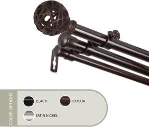 13/16 inch Ruston Triple Curtain Rod 66-120" - Cocoa