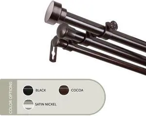 13/16 inch Thornhill Triple Curtain Rod 28-48" - Cocoa