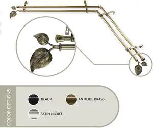 Eve Double Corner Window Curtain Rod 13/16 inch 66-120" - Antique Brass