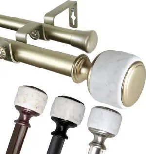 1 inch Vincenzo Double Curtain Rod 66-120" - Black